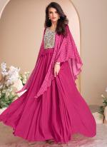 Chinnon Silk Pink Party Wear Moti Work Readymade Gown